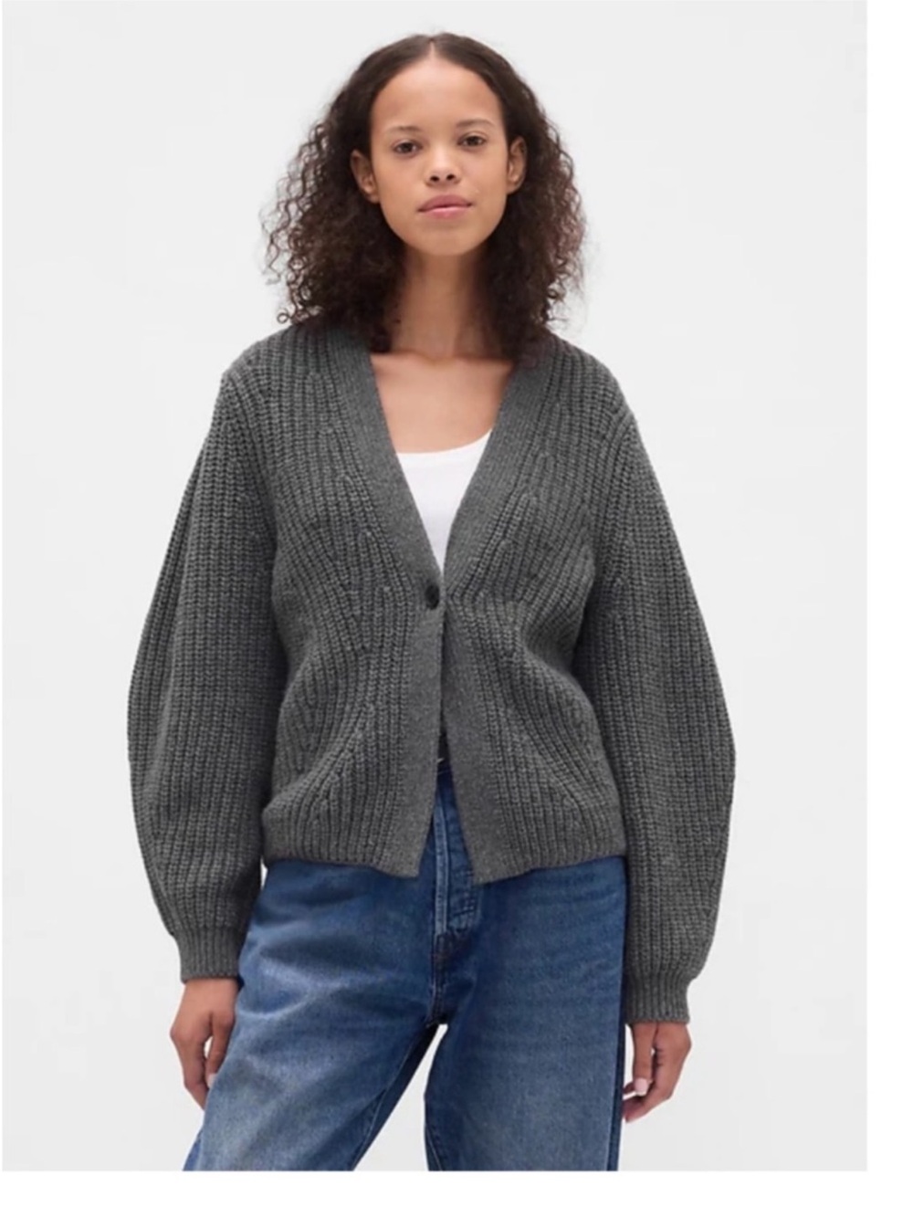 GAP Sweater, Barrel Sleeves, Large, Gray